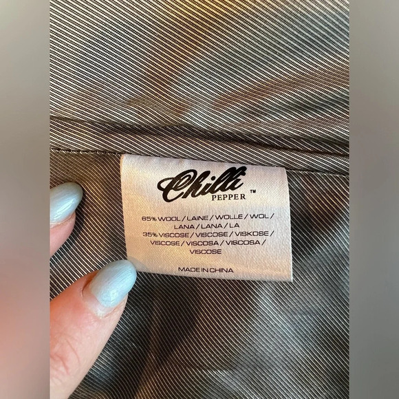 Chilli Pepper Wool Blend Double Breasted Jacket with Waist tie size small - Picture 3 of 5